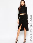 Asos Tall Wrap Midi Skirt - Black