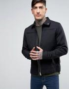 Farah Hopsack Work Jacket In Black - Black