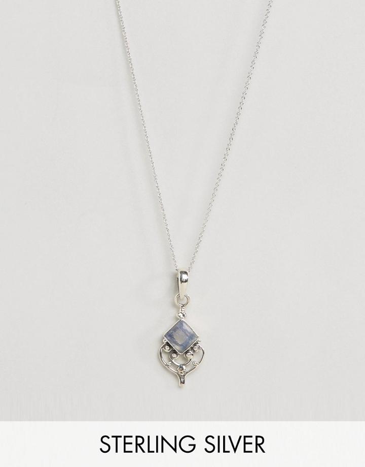 Rock N Rose Semi Precious Pendant Necklace - Silver