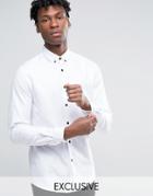 Heart & Dagger Slim Shirt With Button Down Collar - White