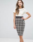 Vesper Two-in-one Pencil Dress With Checked Skirt - Cream