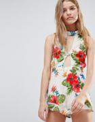 Love & Other Things Romper With Frill Detail-white