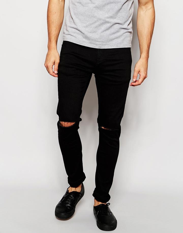 Only & Sons Black Jeans In Super Skinny Fit - Black