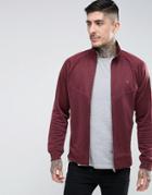 Farah Lancaster Slim Fit Tricot Zip Through Sweat Jacket In Red - Red