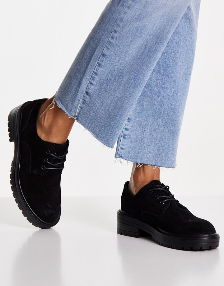 Topshop Leon Suede Lace-up Shoes In Black