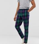 Asos Design Tall Tapered Pants In Plaid - Green