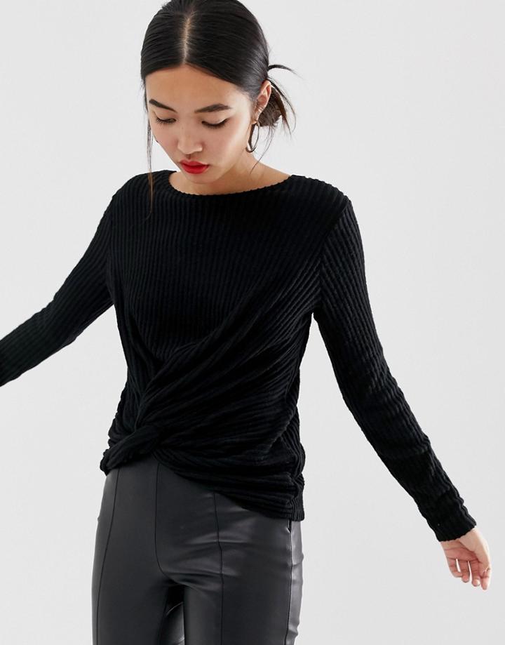 New Look Twist Front Top In Black - Black