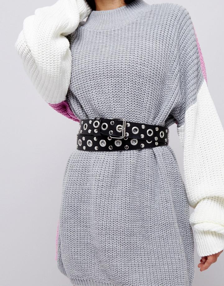 Monki Wrap Around Eyelet Belt - Black