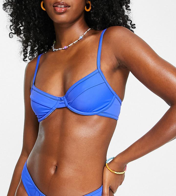 Collusion Recycled Underwire Bikini Top In Blue