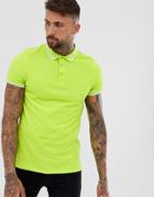 Asos Design Tipped Pique Polo Shirt In Green - Green