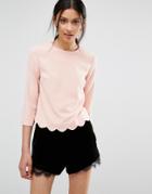 Oasis Top With Scallop Hem - Pink