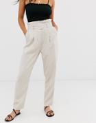 New Look Utility Paperbag Pants In Stone