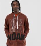 Noak Oversized Hoodie In Brown With Branding - Brown