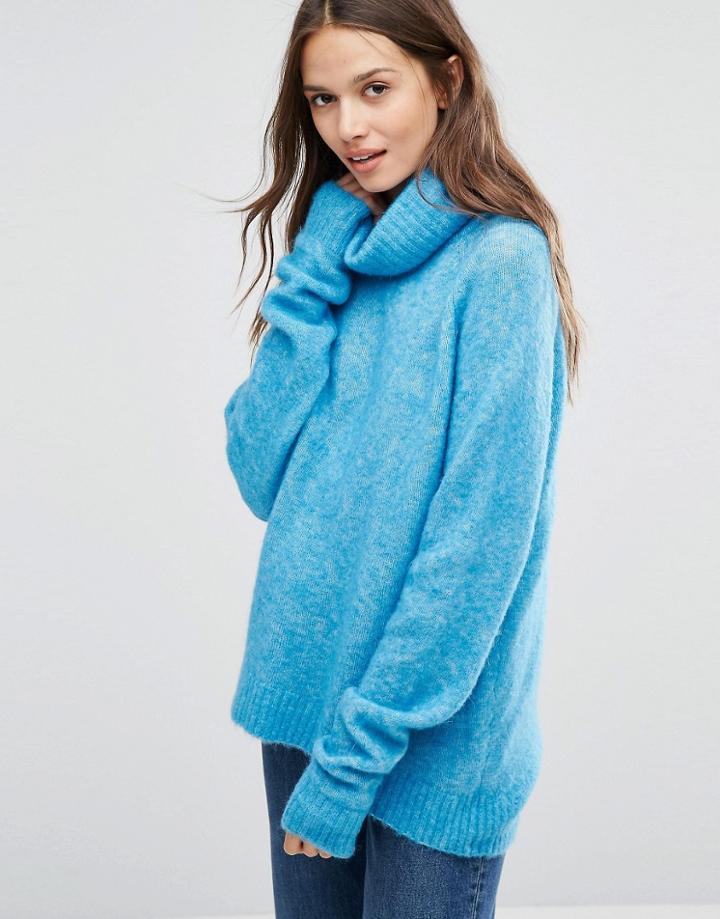 Gestuz Oversize Roll Neck Sweater - Blue