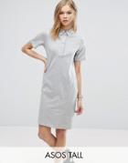 Asos Tall Clean Polo Shirt Dress - Gray