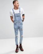 Dr Denim Ira Skinny Ripped Overall Jeans In Blue Stone Light Wash - Blue Stone