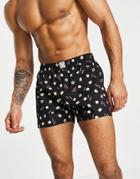 Gilly Hicks Breakfast Print Woven Boxer Shorts In Black