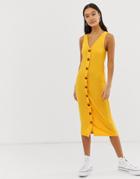 Only Rib Button Through Dress-yellow