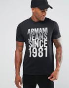 Armani Jeans T-shirt With 1981 Cityscape Print In Black - Black