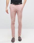 Asos Super Skinny Wool Feel Heritage Smart Pants In Pink - Pink