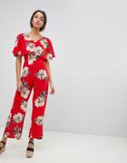 Ax Paris Bright Floral Jumpsuit - Red
