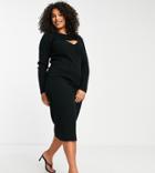 Asos Design Curve Maxi Dress With Cut Out Front Detail In Black