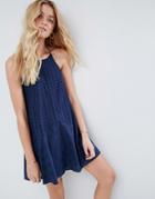 Asos Broderie Sundress With Strappy Back - Blue