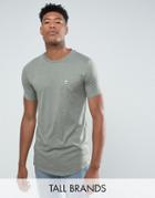 Le Breve Tall Logline Curved Hem Marl T-shirt - Green