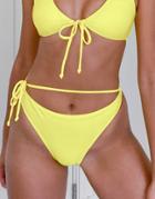 Candypants High Leg Bikini Bottom With Tie Detail In Yellow