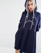 Lazy Oaf Mondays Hoodie Dress - Navy