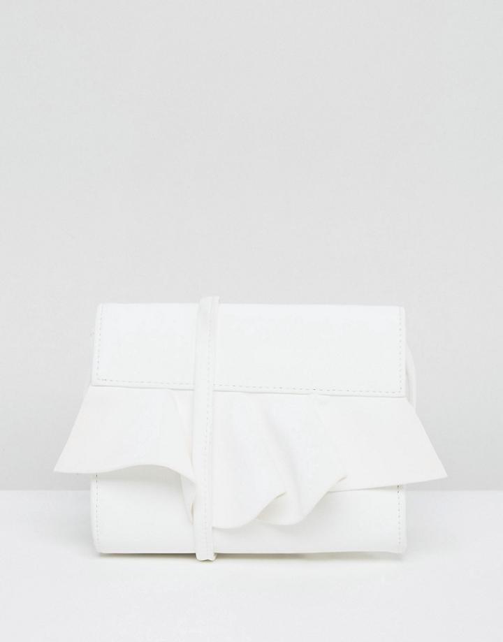 Asos Ruffle Cross Body Bag - White
