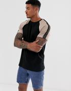 River Island T-shirt In Black With Contrast Raglan