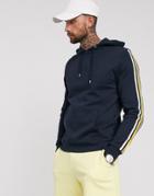 Asos Design Hoodie With Knitted Side Stripe In Navy