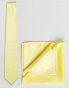 Asos Wedding Tie And Pocket Square Pack - Yellow