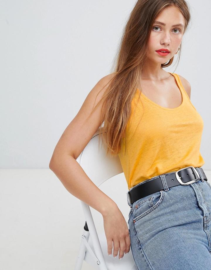 Bershka Tank In Yellow - Yellow