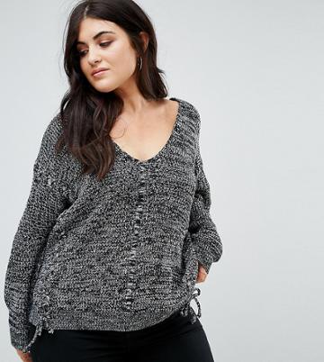 Alice & You Relaxed Sweater With Threading - Gray