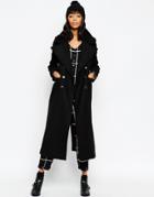 Asos Maxi Military Coat With Contrast Buttons - Wine
