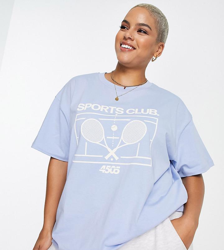 Asos 4505 Curve T-shirt With Tennis Slogan-blue