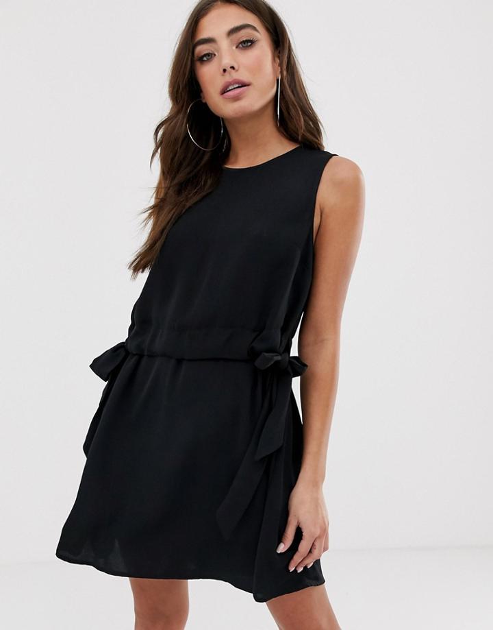 Asos Design Ruched Waist Sleeveless Mini Dress - Black
