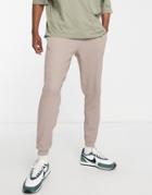 Asos Design Tapered Sweatpants In Beige Waffle-neutral