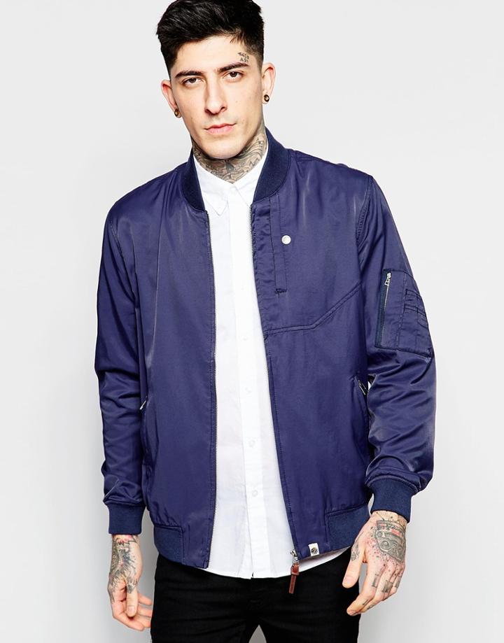 Pretty Green Lightweight Ma1 Bomber Jacket In Navy - Navy