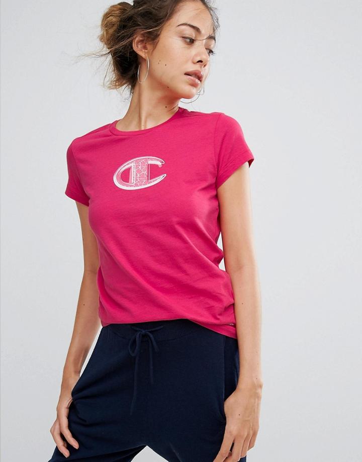 Champion Logo Crew Neck T-shirt - Pink