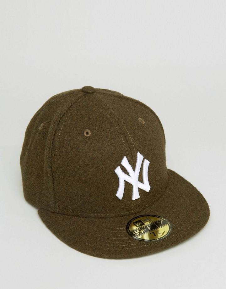 New Era 59fifty Fitted Cap Ny Yankees In Melton Wool - Green