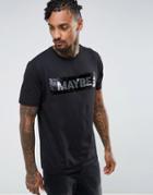 Asos Relaxed T-shirt With Maybe/never Brushed Sequin Design - Black