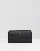 Paul Costelloe Real Leather Fold Over Purse With Tab Closure In Black - Black