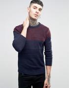Brave Soul Sweater With Reverse Panel - Navy