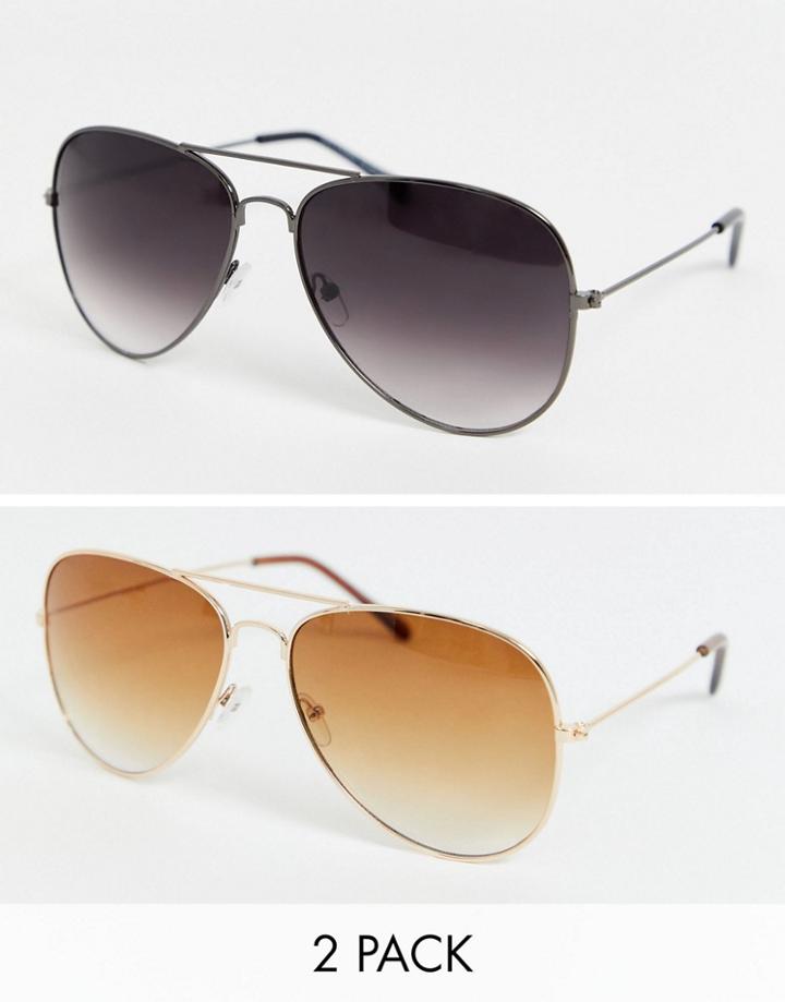Svnx Classic Aviator 2 Pack Sunglasses-multi