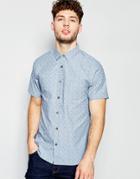 Brave Soul Small Star Print Pocket Short Sleeve Shirt - Blue