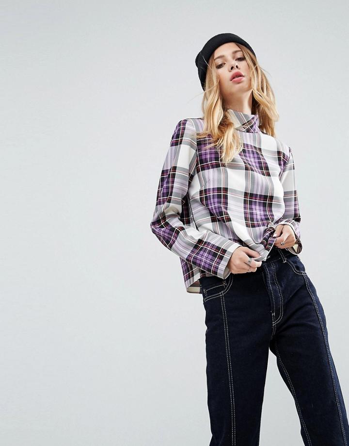 Asos Funnel Neck Check Top - Multi