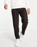 Topman Relaxed Warm Handle Pants With Double Pleat In Brown